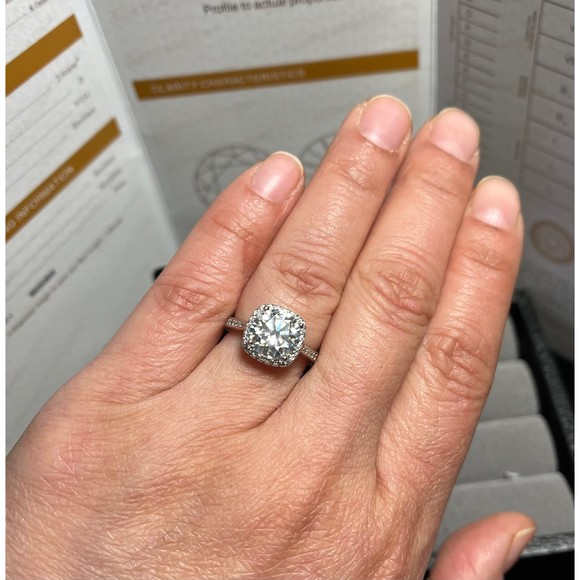 Certified 3 Ct Moissanite Halo Engagement Ring, Size 6 - Picture 7 of 10
